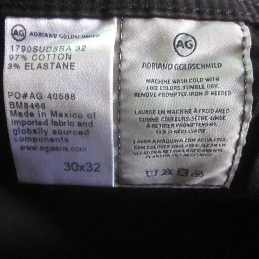 Mens Size 30 AG Adriano Goldschmied The Ives Modern Athletic Black Ankle Jeans